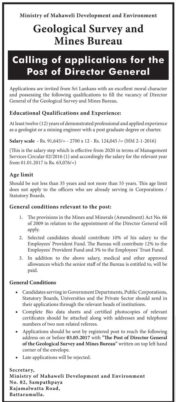 Director General - Geological Survey & Mines Bureau